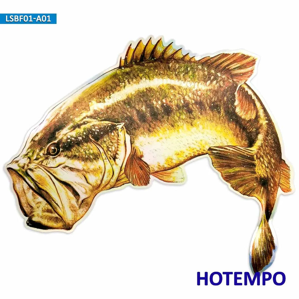 7.87inch 20cm Laser Big Size Fish Golden Largemouth Bass Laptop Motorcycle Car Stickers for Fisherman Fishing Waterproof Sticker (ONLINE ORDER ONLY)