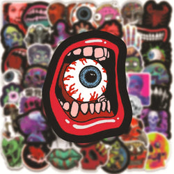 10/30/50PCS Halloween Horror Skull Zombie Stickers Skateboard Fridge Guitar Laptop Motorcycle Travel Cool Graffiti Decal Sticker (Online Order Only)