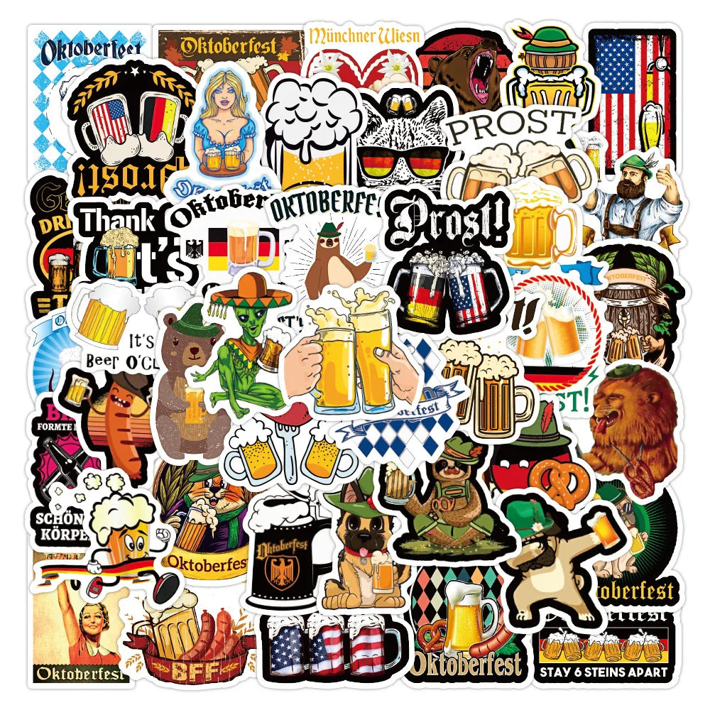 Oktoberfest Beer Stickers Decals Waterproof for Guitar Laptop Skateboard Luggage Car (ONLINE ORDER ONLY)