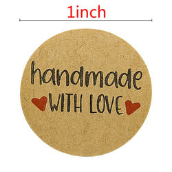 100-500pcs Kraft Paper Sticker Handmade With Love Round Adhesive Labels Baking Wedding Decoration Party Decoration Stickers (ONLINE ORDER ONLY)
