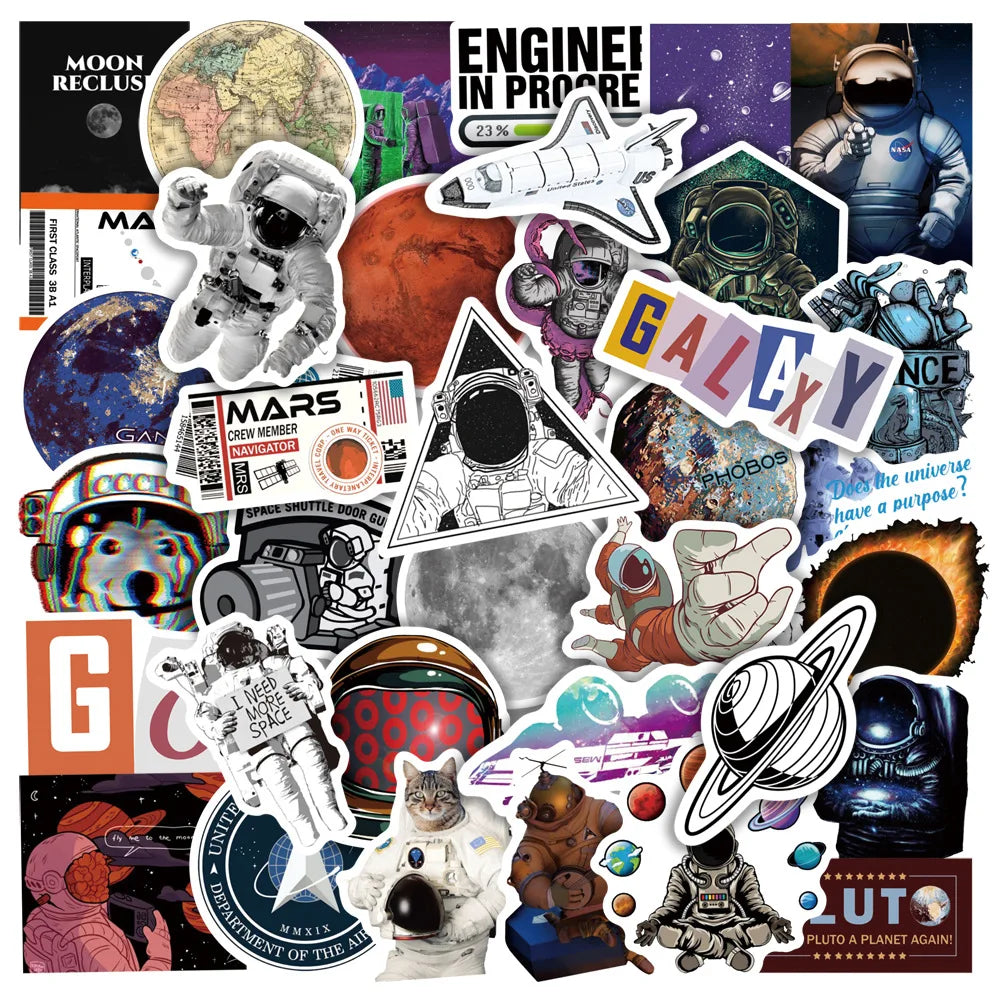Astronaut Space Stickers 10/30/50PCS for Phone, Laptop, Luggage, Guitar, Kids Toys (Online Order Only)