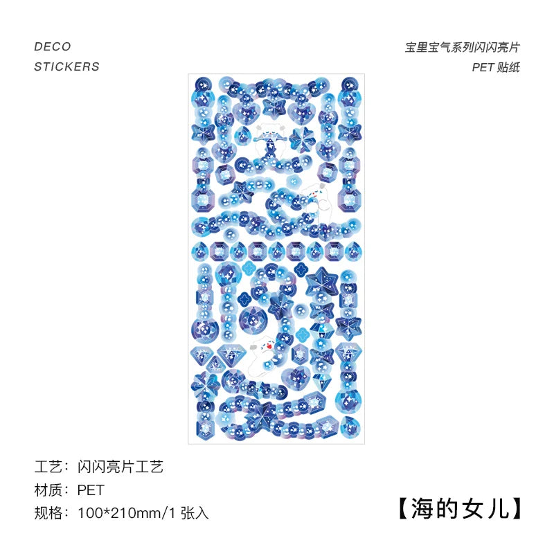 Laser Jewelry beaded Stickers Hand Account DIY Album Stick Label Decoration Scrapbooking Material Sticker Kawaii Stationery (ONLINE ORDER ONLY)