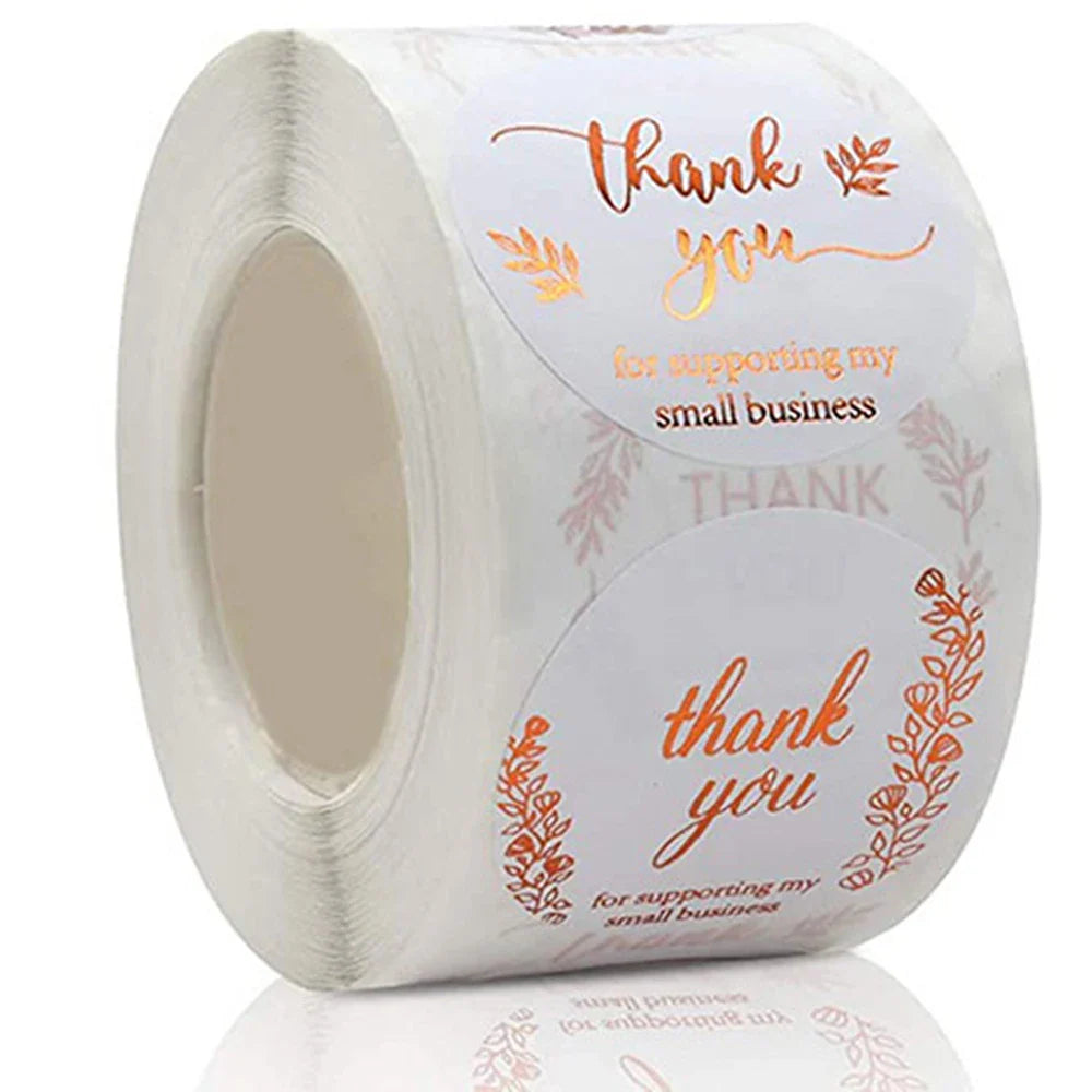 500Pcs/roll Round Labels Thank You Sticker Kraft Paper Dragees Candy Flower Garland Gift Box Cupcake Packaging Wedding Stickers (ONLINE ORDER ONLY)