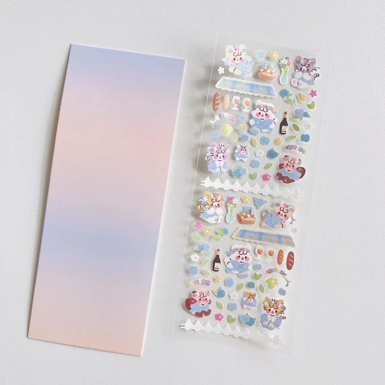 Kawaii Sakura Cat Series Stickers Scrapbooking Decorative Sticker Korean DIY Diary Album Stick Label School Stationery (ONLINE ORDER ONLY)