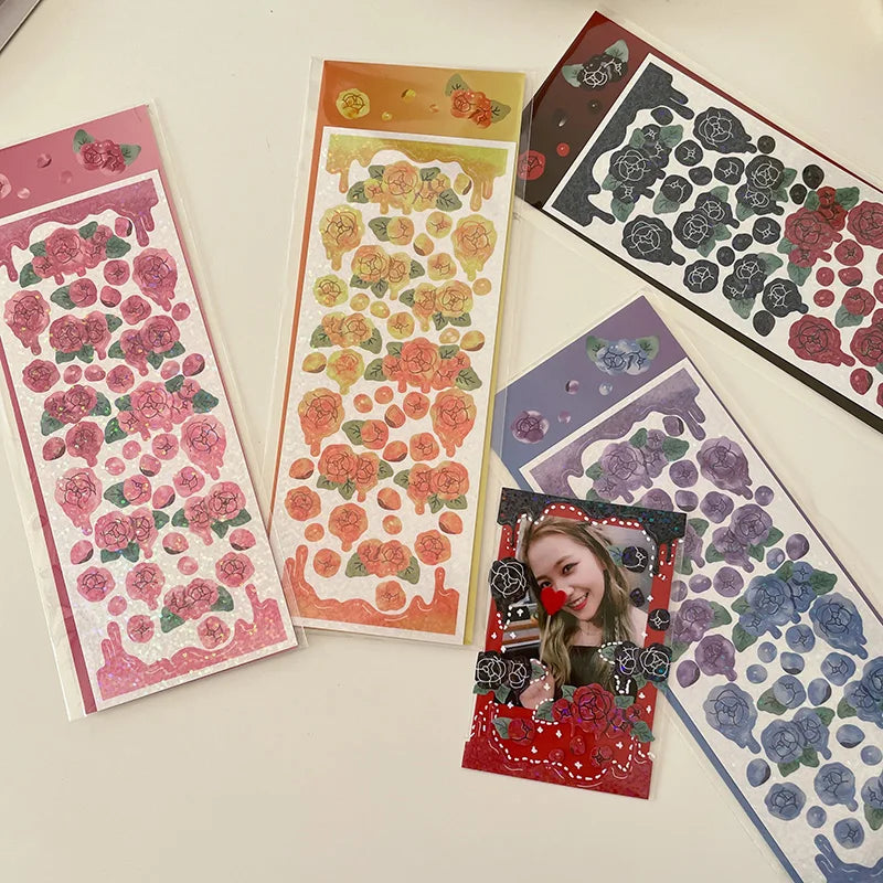 Ins Melting Rose Sticker Hand Account Scrapbooking Decorative Sticker DIY Diary Album Stick Label Korean Stationery (ONLINE ORDER ONLY)