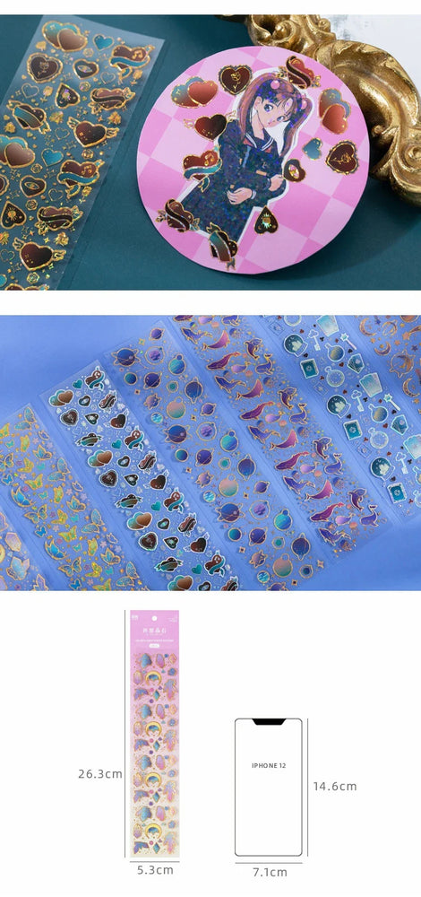 2Pcs Romantic Bronzing Silver Sticker Moonlight Scrapbooking Decorative Stickers Craft Photo Album DIY Aesthetics Stick Label (ONLINE ORDER ONLY)