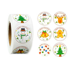 500 Pcs 2.5CM Christmas Stickers Roll - Tree, Gingerbread, Reindeer Labels (ONLINE ORDER ONLY)