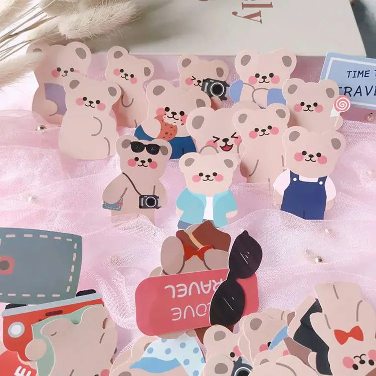 50Pcs/pack Cute Travel Bear Stickers Scrapbooking Decorative Sticker Korean DIY Diary Album Stick Label Kawaii Stationery (ONLINE ORDER ONLY)
