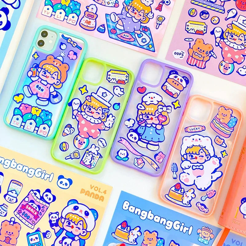 5/10Pc Cute Bear Lollipop Girl Stickers Set Scrapbooking Decorative Sticker Korean DIY Diary Album Stick Label Kawaii Stationery (ONLINE ORDER ONLY)