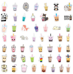 10/30/50/100pcs Bubble Tea Kawaii Stickers Aesthetic Decorative Water Bottle Scrapbooking Guitar Laptop Cute Cartoon Kids Decal (Online Order Only)