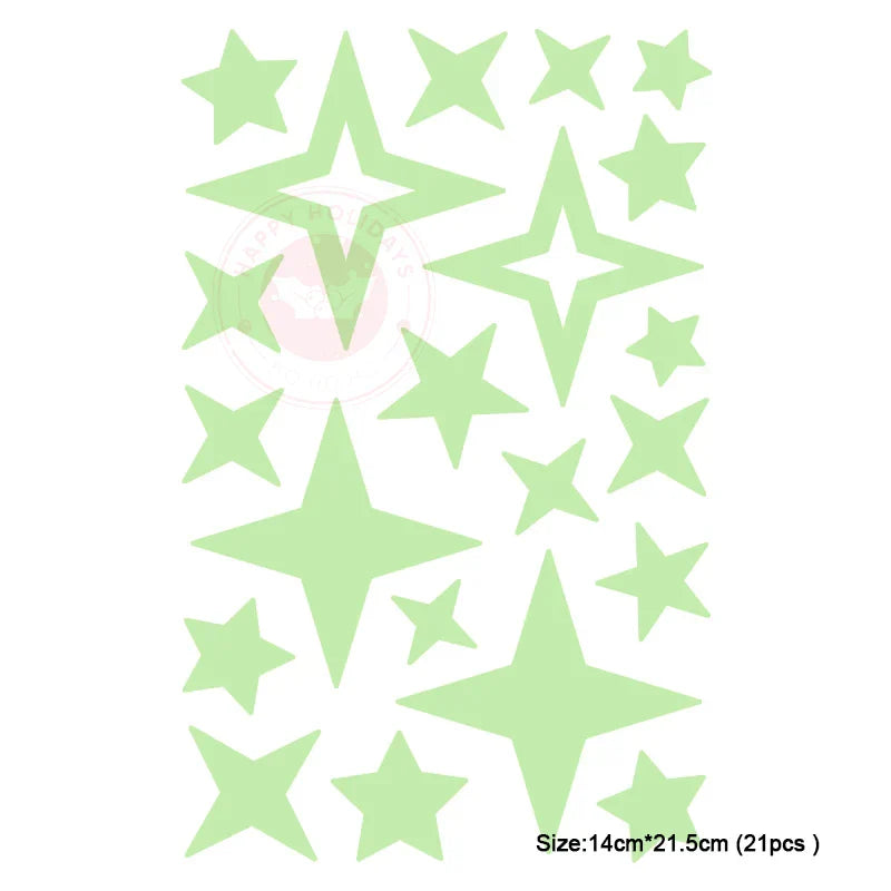 New Luminous 3D Stars Dots Wall Sticker for Kids Room Bedroom Home Decoration Glow In The Dark Moon Decal Fluorescent Stickers (ONLINE ORDER ONLY)