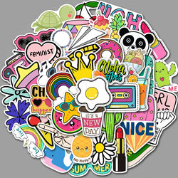 35/50/75PCS Cartoon Simple VSCO Girls Kawaii Stickers For Chidren Toy Waterproof Sticker to DIY Laptop Bicycle Helmet Car Decals (Online Order Only)