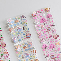 Kawaii Sakura Cat Series Stickers Scrapbooking Decorative Sticker Korean DIY Diary Album Stick Label School Stationery (ONLINE ORDER ONLY)