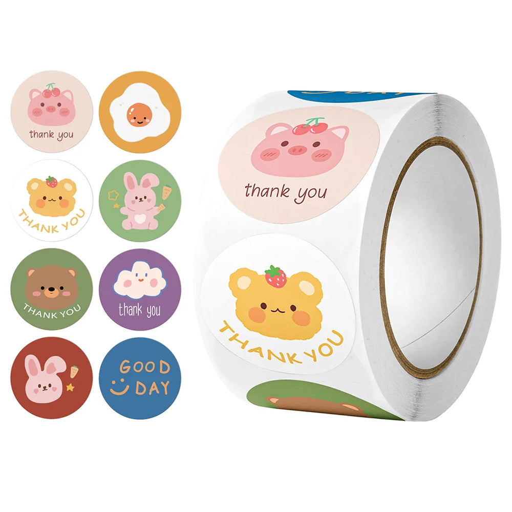 100-500Pcs Cute Cartoon Animals Label Stickers for Child Gift Card Party Birthday Package Reward stationery stickers (ONLINE ORDER ONLY)