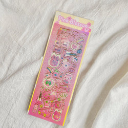 Korean Ins Kawaii Rabbit Bear Laser Sticker DIY Scrapbook Idol Card Album Stationery Happy Plan Decorative Stickers Art Supplies (ONLINE ORDER ONLY)