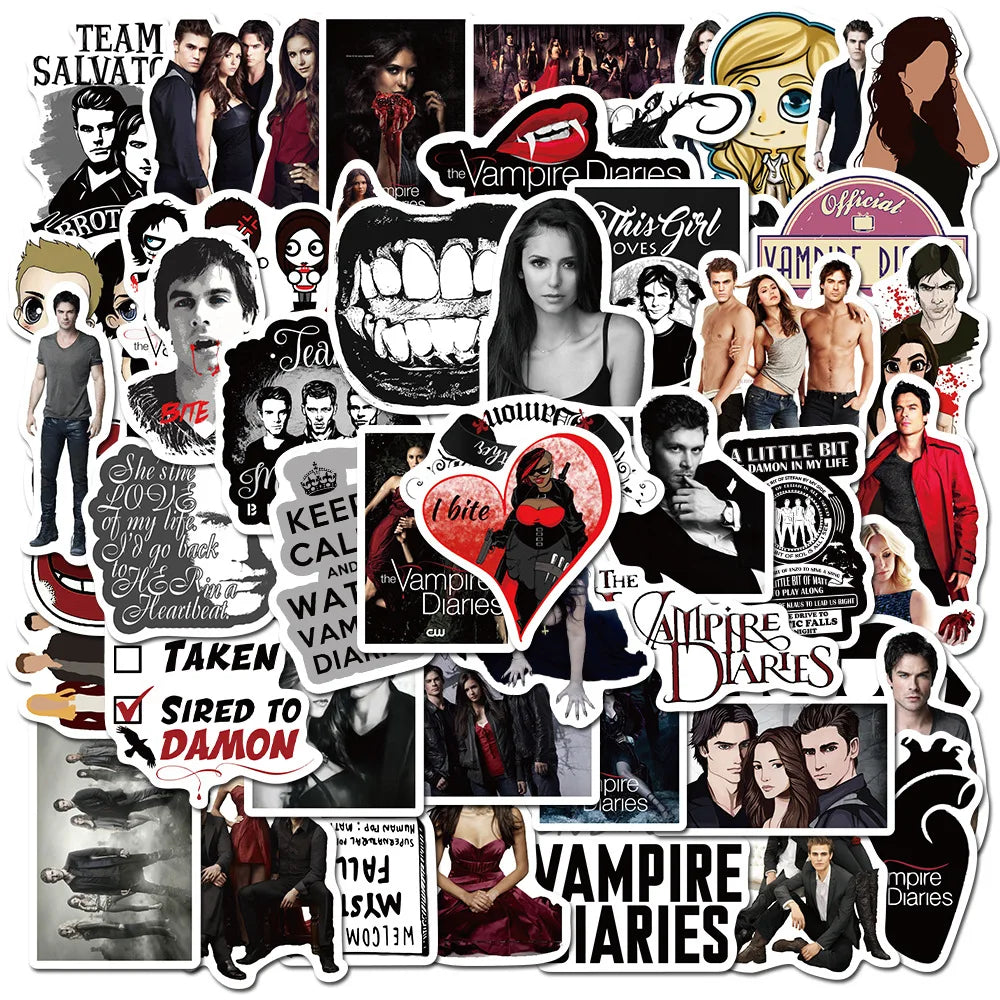 Vampire Diaries Stickers Pack: Motorcycle, Skateboard, Laptop, Phone, Kids (Online Order Only)