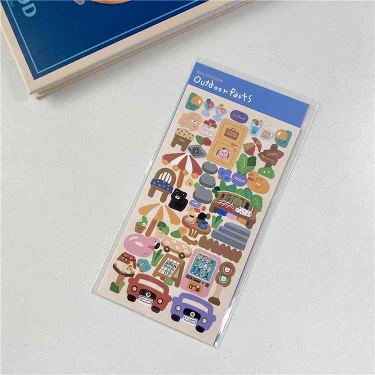 Ins Cute Landscape Stickers Outdoor Indoor Bear Waterproof Stickers Idol Card Hand Account Decoration Stickers Stationery (ONLINE ORDER ONLY)