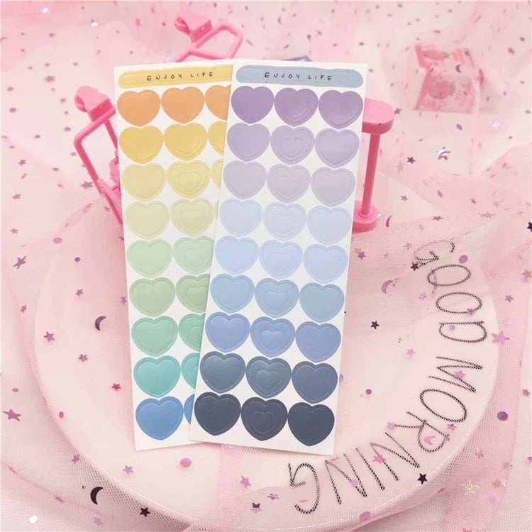 Cute Ins Gradient Love Heart Stickers Scrapbooking Decorative Sticker Korean DIY Diary Album Stick Label Kawaii Stationery (ONLINE ORDER ONLY)