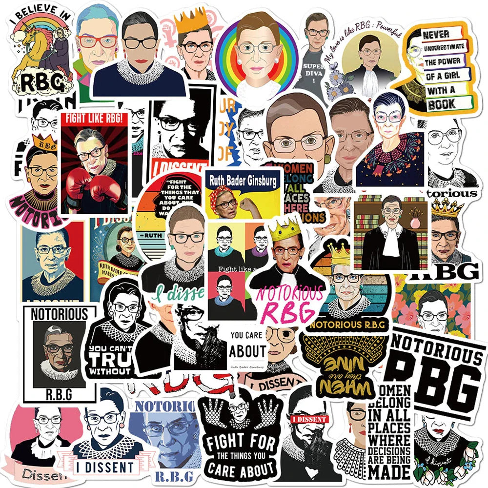 RBG Stickers Pack: Laptop, Luggage, Skateboard, Car, Guitar, Waterproof Decals (Online Order Only)