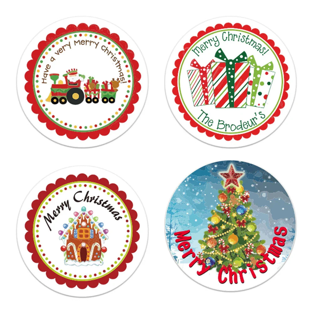 100-500pcs Christmas Stickers Roll Cartoons Gift Cards Party Package Cute Santa Label Sealing Decor Party Decorative Stickers (ONLINE ORDER ONLY)
