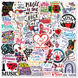 Kawaii Rock Band Music Stickers Decals Waterproof Skateboard Guitar Laptop Phone Car (Online Order Only)
