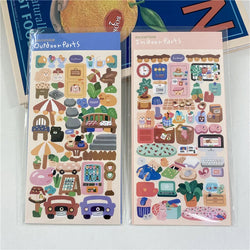 Ins Cute Landscape Stickers Outdoor Indoor Bear Waterproof Stickers Idol Card Hand Account Decoration Stickers Stationery (ONLINE ORDER ONLY)