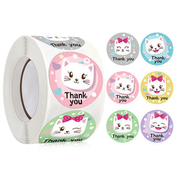 100-500Pcs Round Cartoon Animals Thank You Stickers Cute Bear Teachers Reward Handmade Sealing Stickers (Online Order Only)