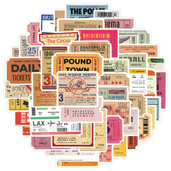 Retro Air Ticket Stickers: 10/30/50pcs Vintage Waterproof Decals for Luggage, Guitar, Laptop, Car, Phone (Online Order Only)