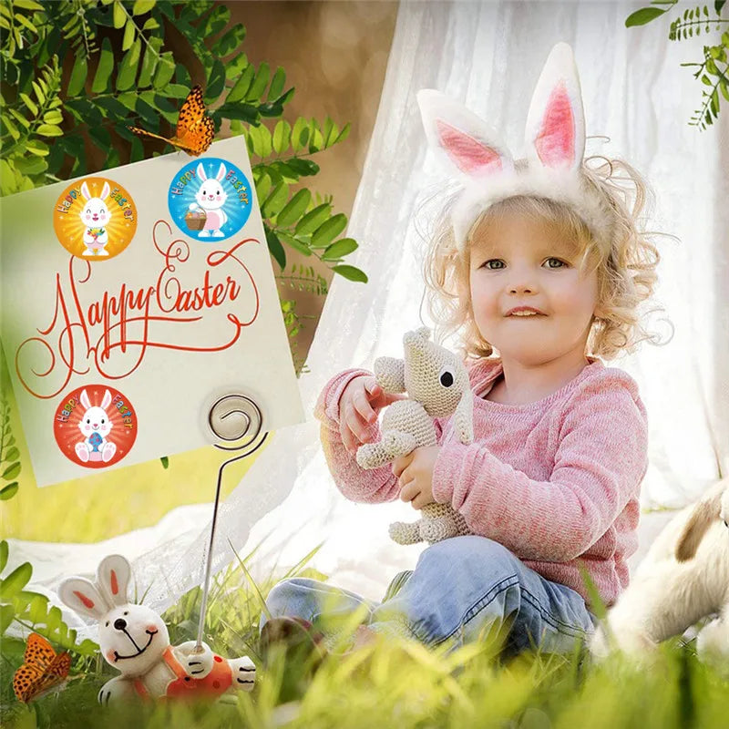 500Pcs Easter Stickers Self Adhesive Paper Sticker Happy Easter Party Gift Package Envelope Seal Decoration Cake Baking Labels (ONLINE ORDER ONLY)
