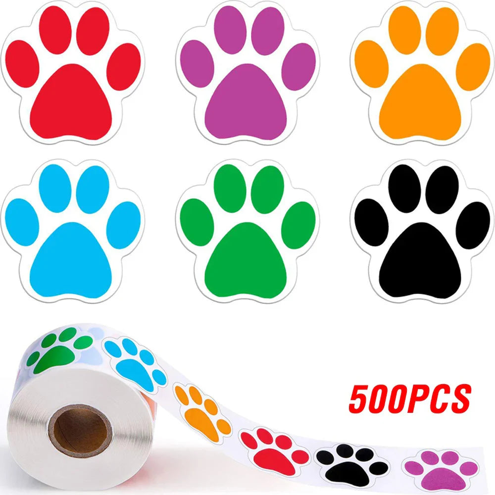 100-500pcs Cartoon Dog Paw Stickers Fridge Guitar Car Laptop Sticker Classic Tag Labels For Girls Notebook Scrapbook Stickers (Online Order Only)