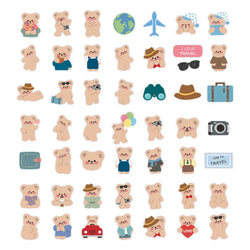 50Pcs/pack Cute Travel Bear Stickers Scrapbooking Decorative Sticker Korean DIY Diary Album Stick Label Kawaii Stationery (ONLINE ORDER ONLY)