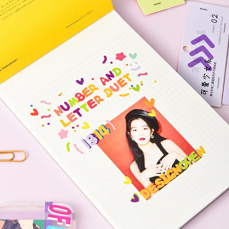 2pcs INS Alphanumeric Sticker Scrapbooking Decoration Photo Album Decor Planner Notebook Labels stickers Kawaii Stationery (Online Order Only)