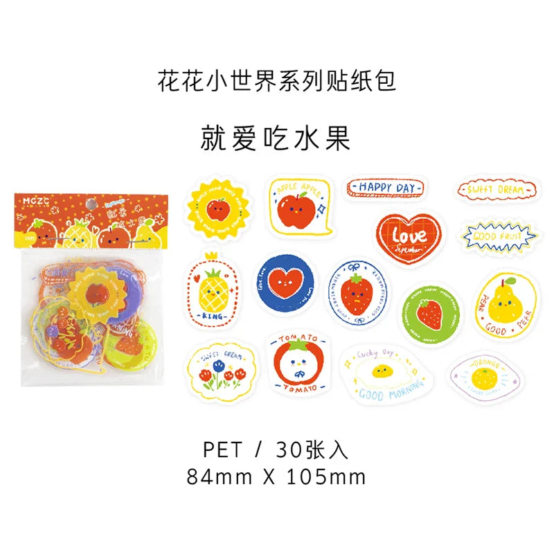 30Pcs/lot Flower Small World Series Stickers Scrapbooking Decorative Sticker DIY Diary Album Stick Label Kawaii Stationery (ONLINE ORDER ONLY)