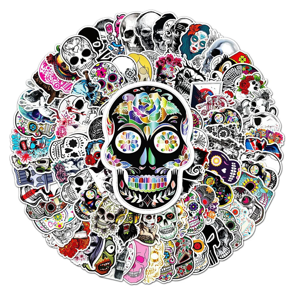 10/30/50/100PCS Horror Skull Zombie Waterproof Skateboard Fridge Bike Laptop Motorcycle Luggage Car Cool Graffiti Decal Sticker (ONLINE ORDER ONLY)