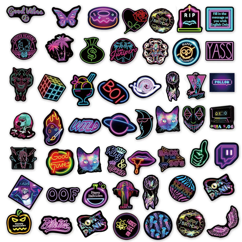10/30/50/100PCS Bright Neon Signs Sticker Packs (ONLINE ORDER ONLY)