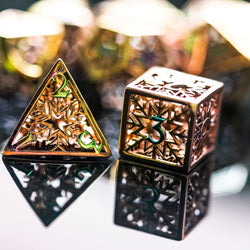 Hollow Metal 7 Pieces Polyhedral Snowflake Theme Dice Set (Online Order Only)