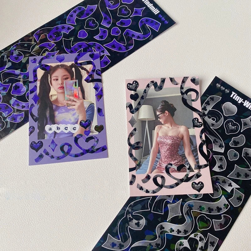 Korean Ins Checkerboard Lattice Ribbon Sticker Idol Card Hand Account DIY Diary Decoration Stickers Creative Stationery (ONLINE ORDER ONLY)