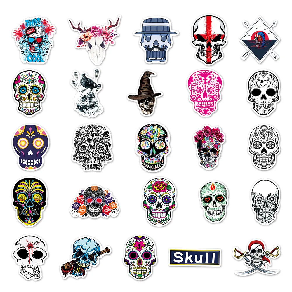 10/30/50/100PCS Horror Skull Zombie Waterproof Skateboard Fridge Bike Laptop Motorcycle Luggage Car Cool Graffiti Decal Sticker (ONLINE ORDER ONLY)