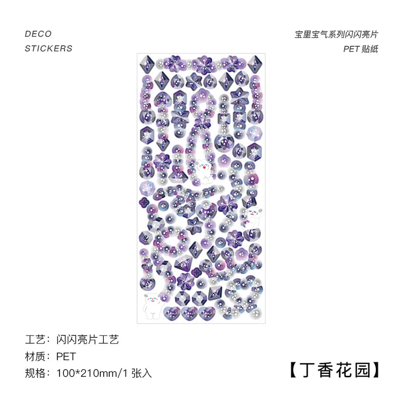 Laser Jewelry beaded Stickers Hand Account DIY Album Stick Label Decoration Scrapbooking Material Sticker Kawaii Stationery (ONLINE ORDER ONLY)