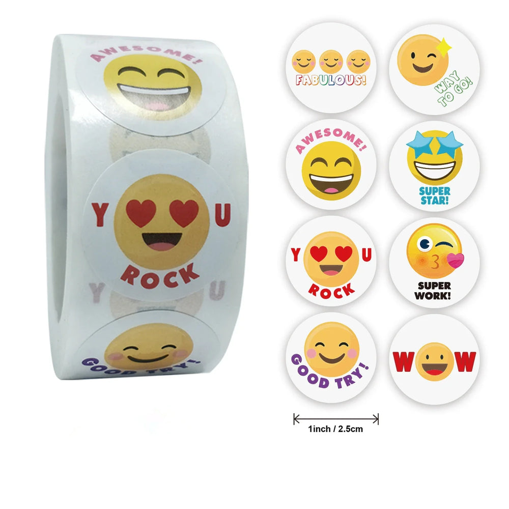 Stickers 500 Pcs/roll  Face Encouragement Reward Sticker Children Toy Decoration Sticker Label (Online Order Only)