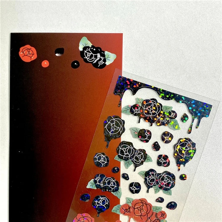 Ins Melting Rose Sticker Hand Account Scrapbooking Decorative Sticker DIY Diary Album Stick Label Korean Stationery (ONLINE ORDER ONLY)