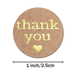 Round Thank You Stickers With Heart 1inch 100-500pcs Gold Foil Label Stickers Gift Packaging Seals Kraft Stationery Sticker (ONLINE ORDER ONLY)