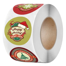 100-500Pcs Christmas Gift Box Round Labels Christmas Sticker Candy Bag Flower Gift Box Cake Boxes Packaging New Year Stickers (ONLINE ORDER ONLY)