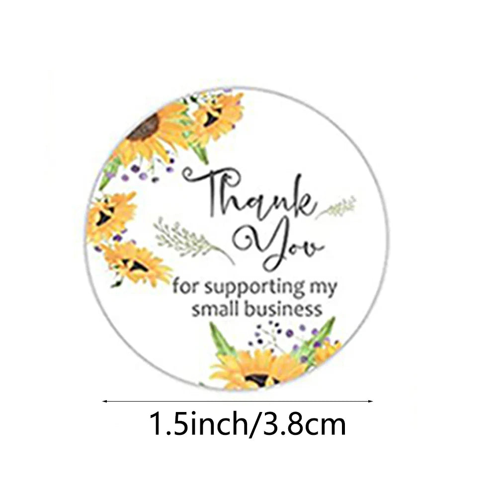 500pcs/Roll Sunflower Thank You Business Sticker Labels Roll Customer Appreciation Gift Seal Label Sticker (ONLINE ORDER ONLY)