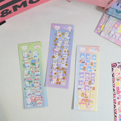 Cute ins Bear Rabbit Laser Sticker Scrapbooking Decorative Sticker Korean Hand Account DIY Diary Album Stick Label Stationery (Online Order Only)