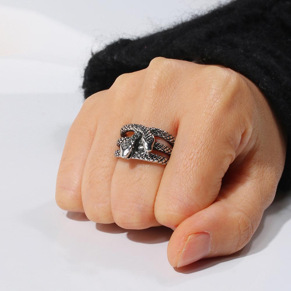 Dual-Snakes Ring Metal for Cosplay Game Night Dungeons and Dragons // Serpents (adjustable) (Online Only)