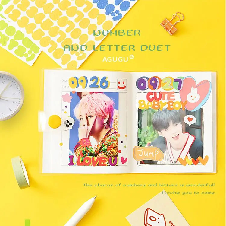 2pcs INS Alphanumeric Sticker Scrapbooking Decoration Photo Album Decor Planner Notebook Labels stickers Kawaii Stationery (Online Order Only)