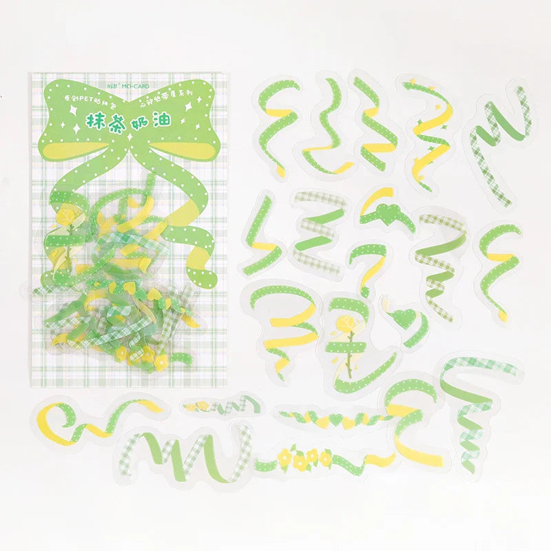 40Pcs/pack Heart Ribbon Series Stickers Hand Account Scrapbooking Decorative Sticker Korean DIY Material Stickers Stationery (ONLINE ORDER ONLY)