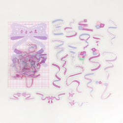 40Pcs/pack Heart Ribbon Series Stickers Hand Account Scrapbooking Decorative Sticker Korean DIY Material Stickers Stationery (ONLINE ORDER ONLY)
