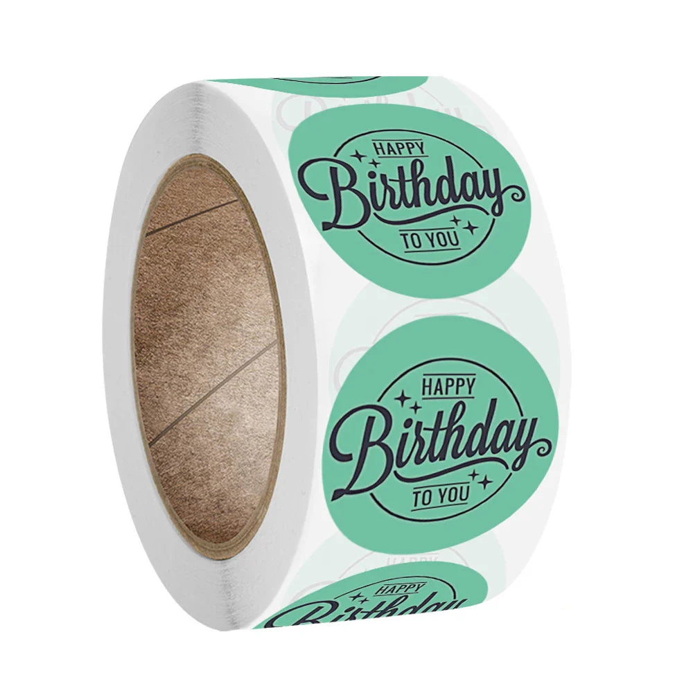 100-500pcs Cute Happy Birthday Sticker Birthday Gift Decoration Label Sealing Balloon Cake Label Packaging Scrapbook Sticker (Online Order Only)